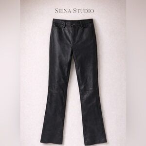 Sienna Studio Vintage Leather Straight Leg Pants Size 6 | Black Leather Trousers